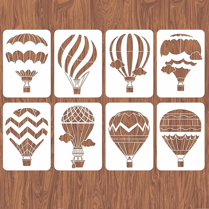 INFUNLY 8pcs Hot Air Balloon Wall Stencils - Image 2