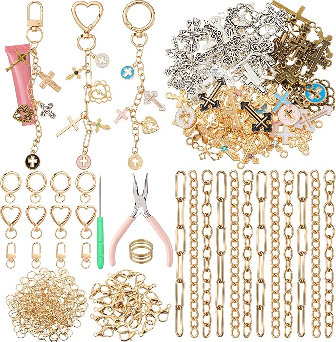 VioraWhite 457 Pcs Cross Lip Gloss Keychain Making Kit by VioraWhite