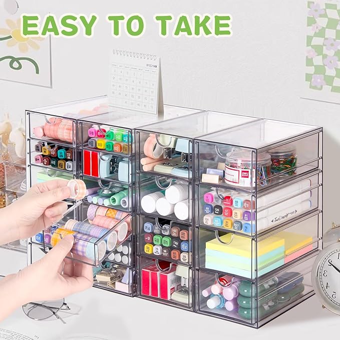 VZKAH Acrylic Organizer with Drawers | 20 Drawers 4 Sets | Desk Organizer and - Image 4