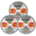 EASEWORK 7-1/4 Inch Circular Saw Blade, 60T, 5/8" Arbor, ATB TCT, 3-Pack, Ultra-Fine Finishing for Softwood & Hardwood Crosscutting, Fits DEWALT DCS570B, DCS577B, DWA171460, Diablo D0760A