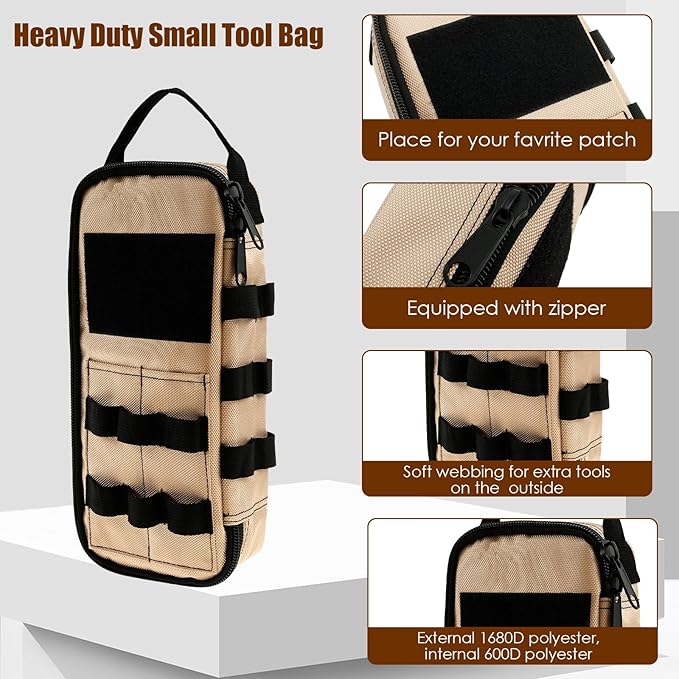 Small Tool Bag with Zipper Handle Heavy Duty Tool Pouch Portable Utility Organizer Case For Multiple Purpose-Tool Organizers and Storage, Small Metal Tools Bags