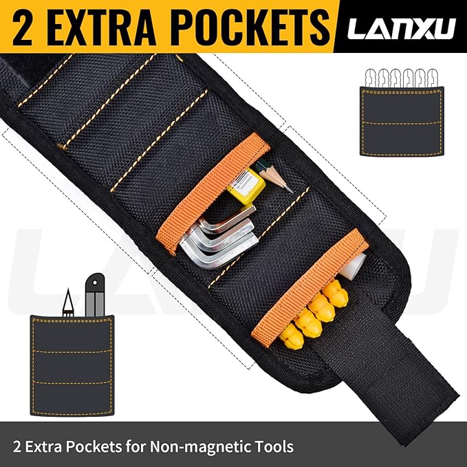 Magnetic Wristband, Tool Belts with 15 Strong Magnets for Holding Screws Nails DIY Handyman Unique Christmas Gift for Men, Women, Dad/Father, Husband, Wife, Boyfriend, Family