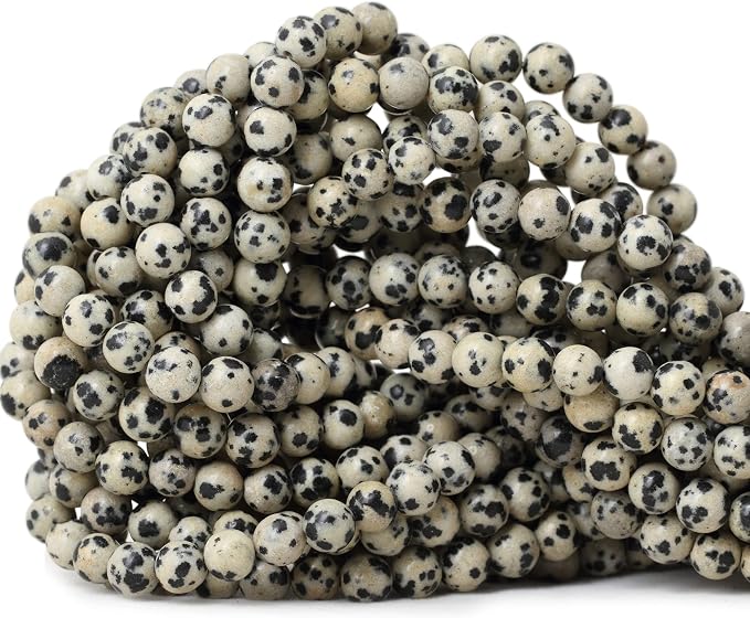 60PCS 6mm Natural Dalmatian Stone Round Loose Beads by CHEAVIAN
