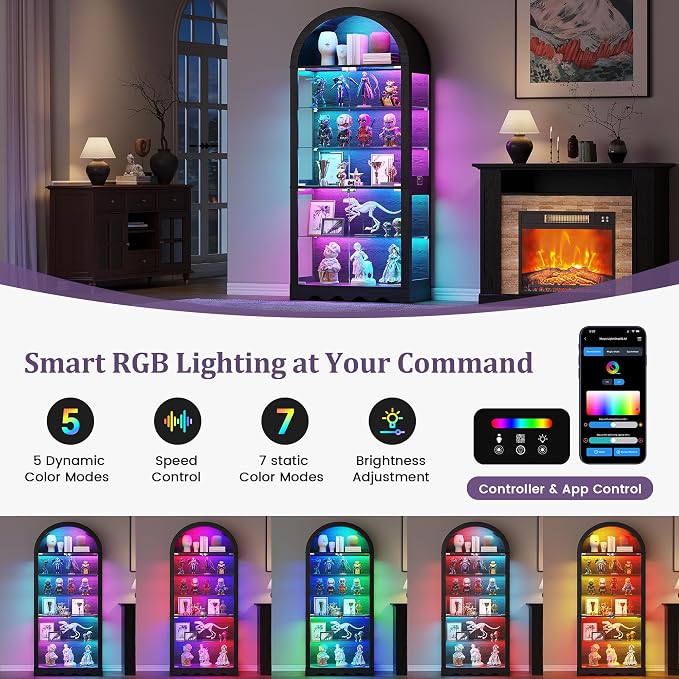 6-Tier Arched Glass Display Cabinet - Image 3