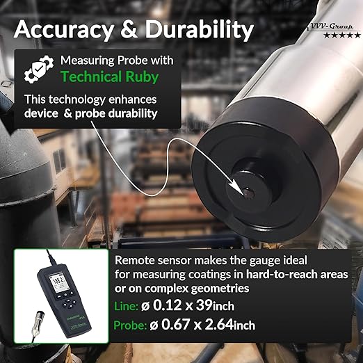 Digital Professional Coating Thickness Gauge Industrial-818 Paint Meter for Fe/NFe with Measuring Range: 0-197 mils | Resolution 0,001 mils | PC Connection