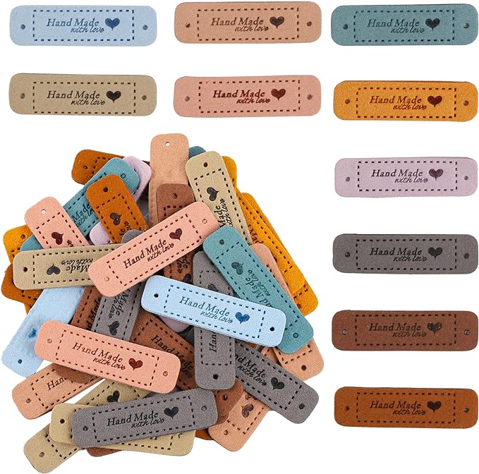 50 PCS Handmade Tags for Crochet Handmade Leather Labels Faux Handmades by Sliverdew