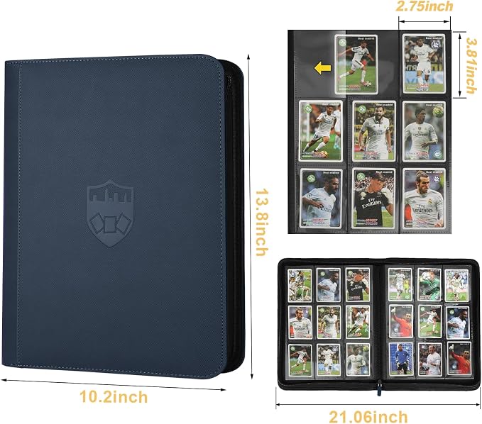 360 Cards Ringless 9-Pocket Side Loading Trading Card Binder, PU Zipper Fixed - Image 4
