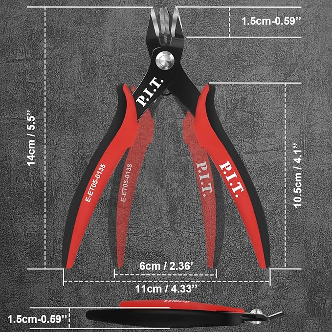 P.I.T. 4 Pack Micro Wire Cutter,5.5'' Precision Electronics Flush Cutters with TPU Handle, Spring Loaded Wire Cutters for Crafting, Electronics, Jewelry Making