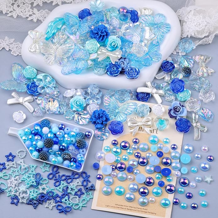 350 Pieces 3D Resin ABS Colorful Rose Flower Bows Butterfly Charms - Image 7