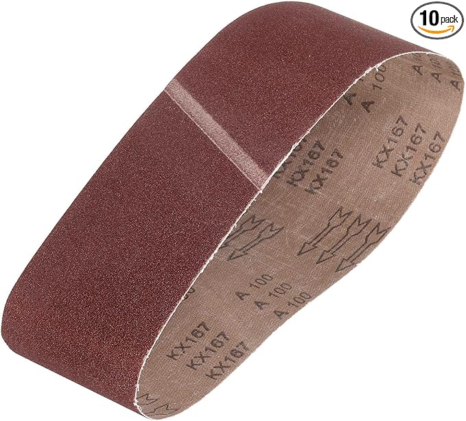 HARFINGTON 6 x 48 Inch Sanding Belts, 10 Pcs 100 Grits Aluminum Oxide Abrasive Belt Sander File Belt for Woodworking, Metal Polishing, Knife Sharpener