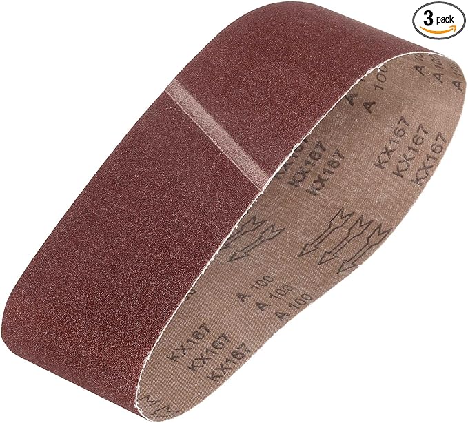 HARFINGTON 6 x 48 Inch Sanding Belts, 3 Pcs 100 Grits Aluminum Oxide Abrasive Belt Sander File Belt for Woodworking, Metal Polishing, Knife Sharpener
