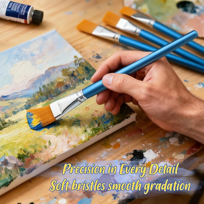 40 Pcs Flat Paint Brushes, 1 Inch Craft Paint Brushes, Large Acrylic Paint Brush - Image 7