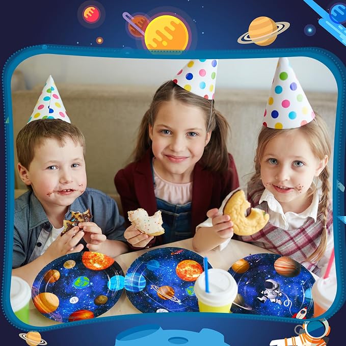 Funnymoom 60 Pcs Outer Space Birthday Party Supplies 7 Inch Solar System Paper - Image 5
