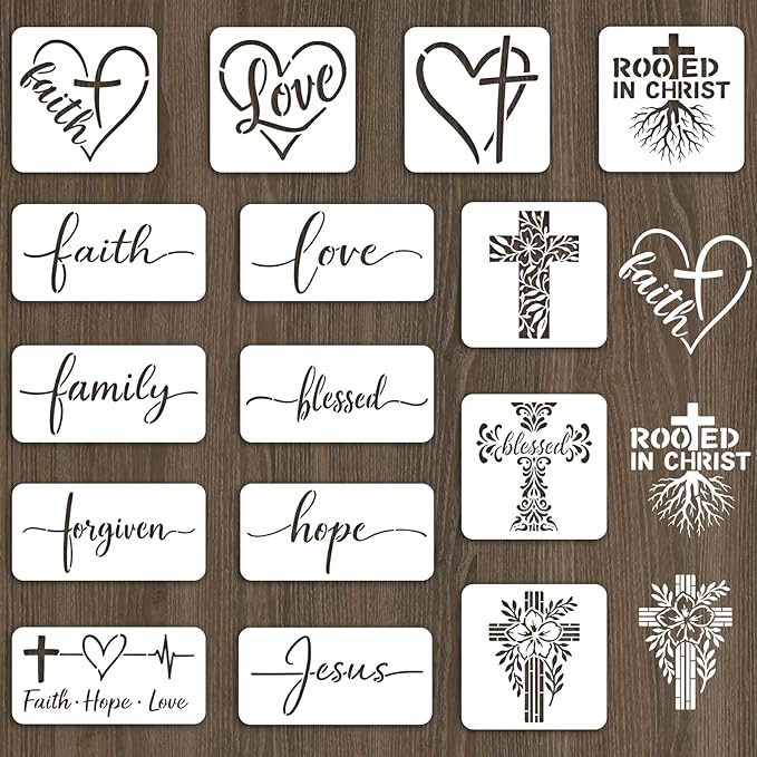 INFUNLY 15pcs Christian Stencil by INFUNLY