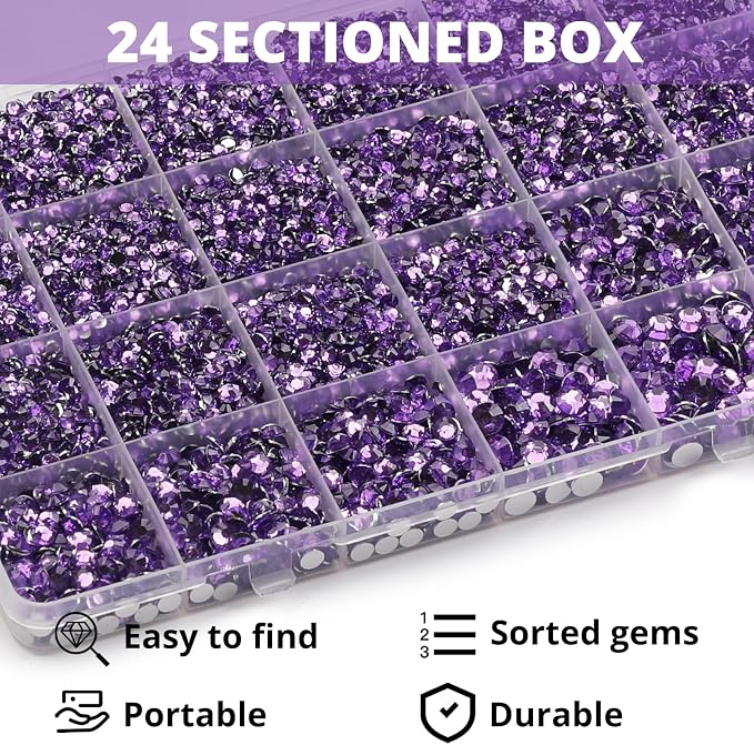 32000Pcs Amethyst Rhinestones for Bedazzling, 6mm Flatback Gems Bedazzler Kit - Image 3