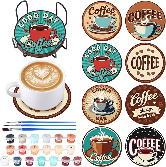 Reallnaive 8 Pcs Coffee Paint by Numbers Kit by Unknown