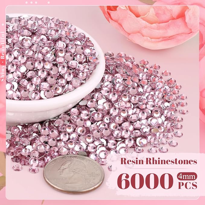 6000PCS 4mm Resin Rhinestones in Bulk, Bedazzling Flatback Crystals Rhinestones - Image 2