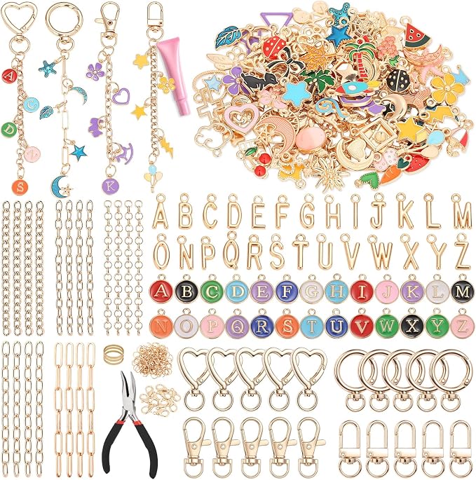 selizo 404Pcs Charms Lip Gloss Keychain Making Kit, DIY Craft Supplies by selizo