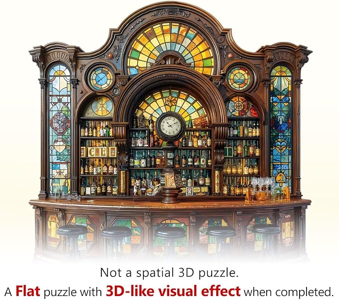 Classic Bar Puzzles Adults Gifts Wooden 100 Pieces 8.5 * 8.5in - Image 8