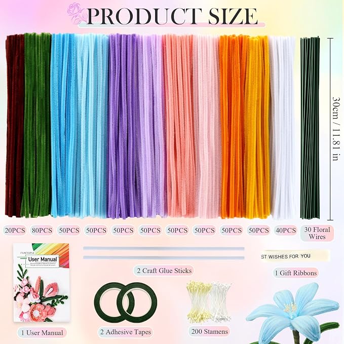 Pipe Cleaner Flower Kit, Flower Making Kit - Image 6