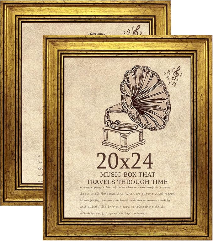 20x24 Picture Frame with Real Glass set of 2, Vintage Frames by TKYGU