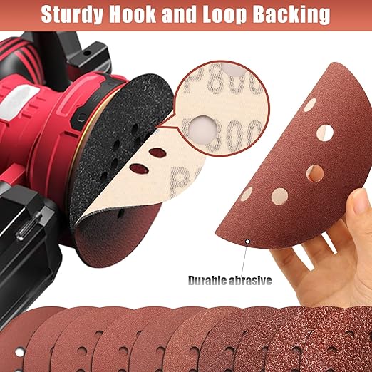 800 Grit 5 Inch Sanding Discs Hook and Loop Sandpaper, 150 PCS 8 Hole Adhesive Extra Fine Sand Paper for Random Orbital Sander