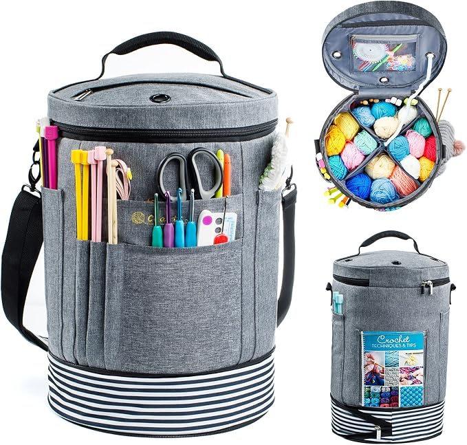 MYBAGZING Expandable Yarn Storage Organizer, Crochet Bag & Yarn Tote by MYBAGZING