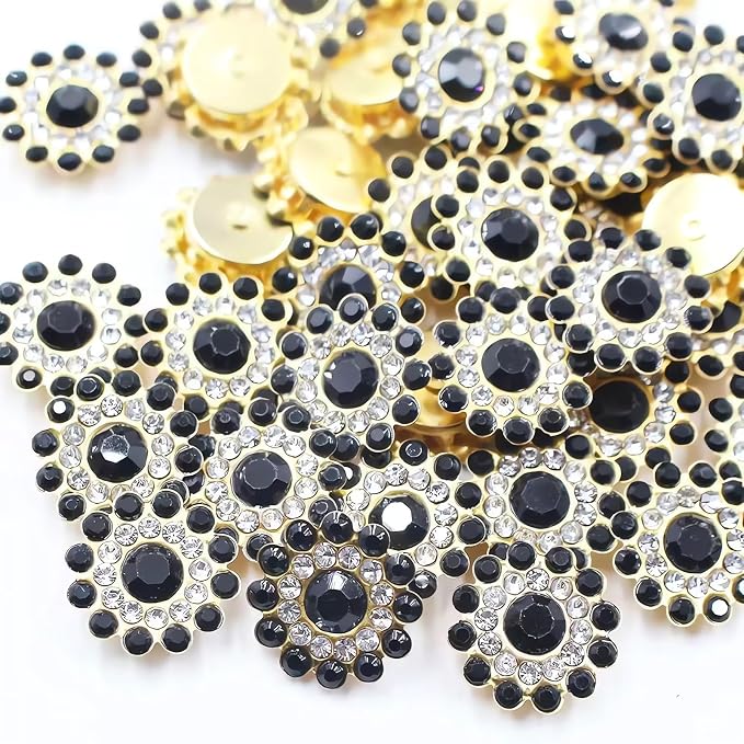 14mm 150pcs Crystals Black Glass Gems Sew on Rhinestones, Metal Base Claw by Unknown