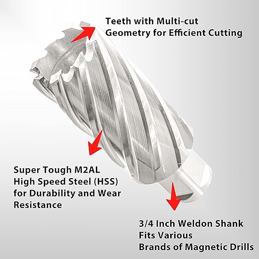S&F STEAD & FAST Mag Drill Bits 1-1/4" Diameter 2" Cutting Depth, 1Pc, Annular Cutter with Pilot Pin for Magnetic Drill Press