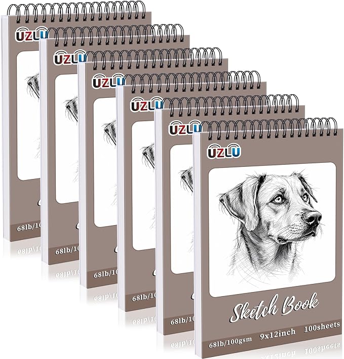 6 Pcs Sketchbook Bulk 9 x 12 In 600 Sheets Top Spiral Bound Sketch Pad Drawing by UZLUbuywithconfidence