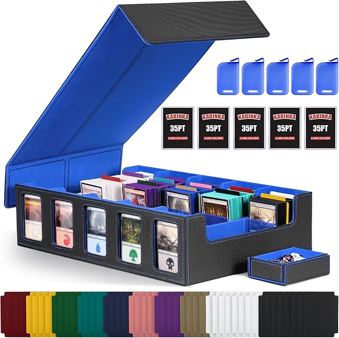 Trading Card Storage Box with Commander Display, 5-Row Deck Case with Removable by Kabinka