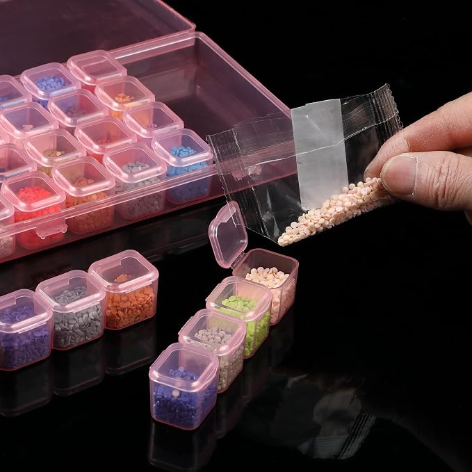 Mr. Pen- Bead Storage Containers, 28 Grids, 2 Pack, Transparent Pink | 160 pcs - Image 8