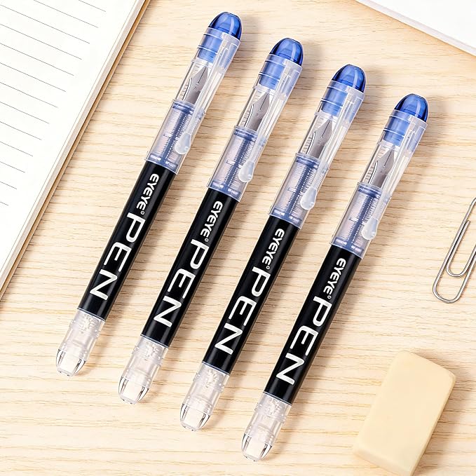 EYEYE Fountain Pens for Writing, 9 Pack Blue Disposable Fountain Pens Stainless - Image 5