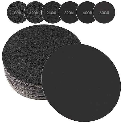 36PCS 6 inch Silicon Carbide Sanding Discs, Wet Dry Orbital Sander Hook and Loop Sandpaper 80 120 240 320 400 600 Grit, Best for Metal, Automotive Sanding