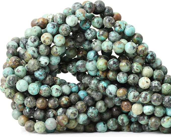 60PCS 6mm Natural African Turquoise Stone Gemstone Round Loose Beads by CHEAVIAN
