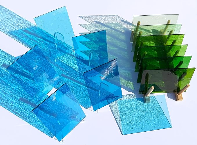 LITMIND 12 Sheets Smooth Transparent Stained Glass Sheets Blue & Green Gradient - Image 2