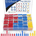 Qibaok 1500pcs Wire Connectors - Insulated Electrical Wire Terminals (Copper) - Ring, Butt, Spade, Fork Connector Kit - Red, Blue, Yellow