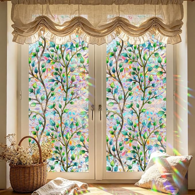 Foliage Pattern Decorative Window Film Privacy, Faux Stained Glass Window Cling by Unknown