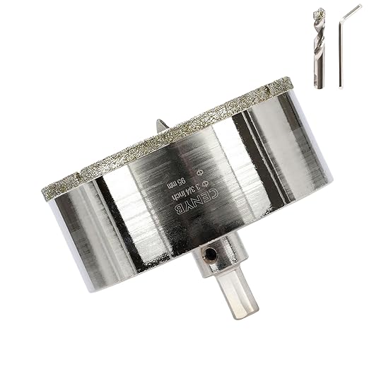3-3/4inch | 95mm Diamond Hole Saw with Center Drill bit and Diamond-Coated Center Drill bit for Ceramic Glass Marble Fiberglass Granite and Porcelain Tiles by CENYB