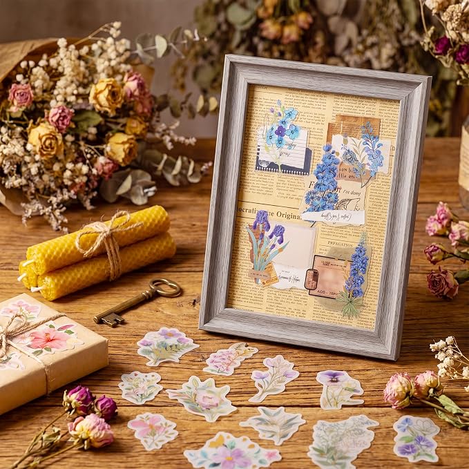 Pengxiaomei 210 Pieces Flower Stickers, Scrapbooking Stickers Self-Adhesive - Image 7
