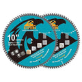 10 Inch Miter/Table Saw Blades 2pcs, 80 Teeth ATB TCT Fine Finish Wood Cutting Circular Saw Blade with 1 Inch Arbor