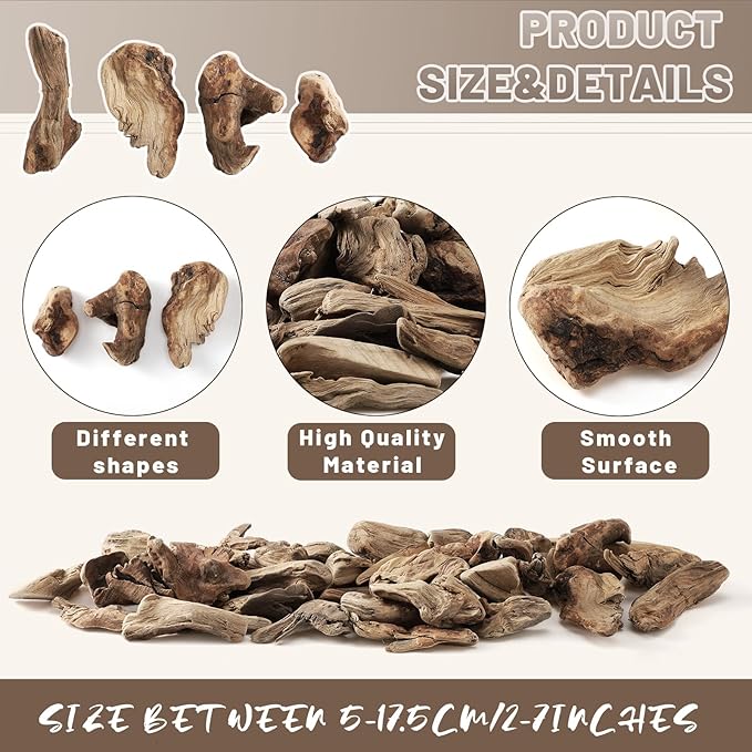 16oz Driftwood for Crafts and Decor, Mixed Size Driftwood Pieces Large Drift - Image 3