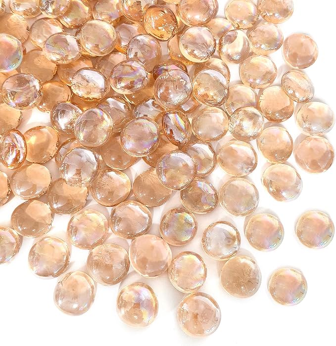 FANTIAN 1 lb Pink Glass Beads for Vases, Flat Marbles Stones for Vase, by FANTIAN-GardeningMakesLifeBetter