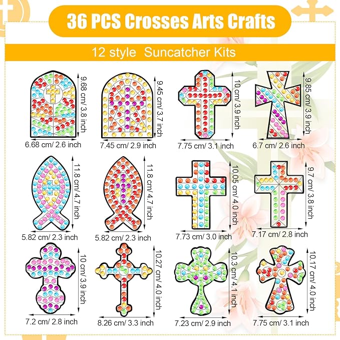 WinnerWhy 36 Set Religious Suncatcher Crafts Cross Diamond Art DIY Christian 5d - Image 3