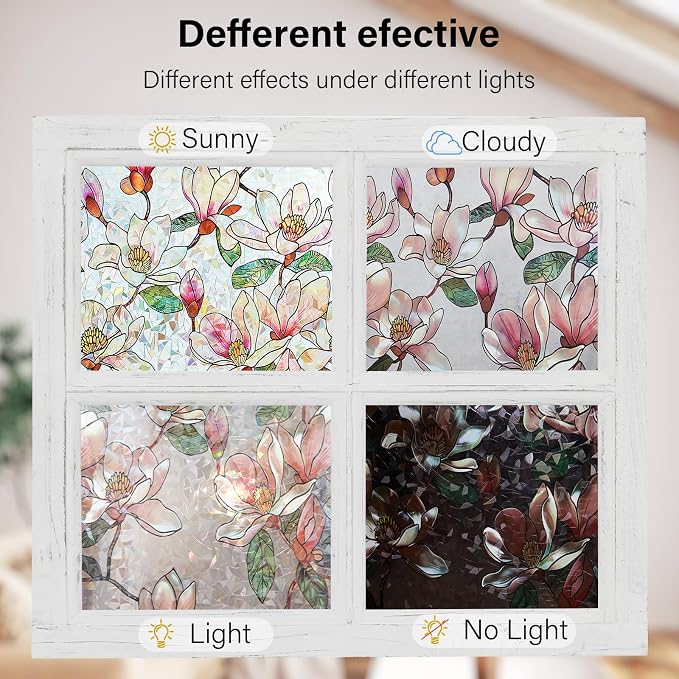 Ranzdn Window Privacy Film, Stained Glass, Static Cling, 17.5" x 157.4" | No - Image 7