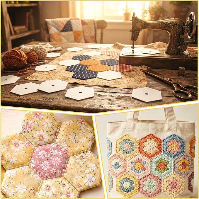 350 PCS Paper Piecing 1.5", Hexagon Quilting Templates - Image 6