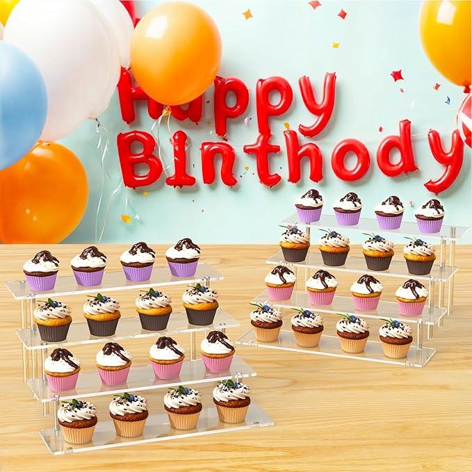 4 Tier Acrylic Display Risers, Cupcake Stand | Large Dessert Display - Image 4