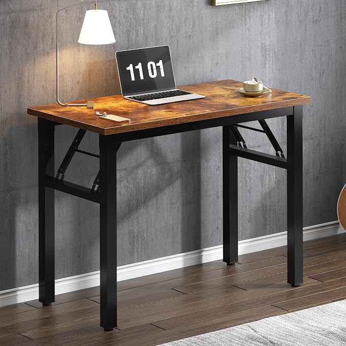 Need Small Folding Computer Desk, 31.5 Inch Writing Table, Rustic Brown | - Image 7