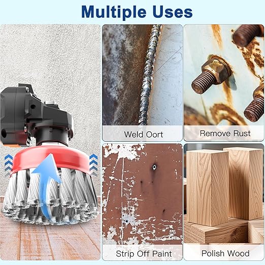 7 PCS Wire Wheel Brush for 4-1/2" Angle Grinder, Carbon Steel Knotted & Crimped Cup/Wheel Brushes (3" & 4"), Heavy Duty Rust, Paint, Corrosion Removal, 5/8"-11 UNC Threaded Arbor