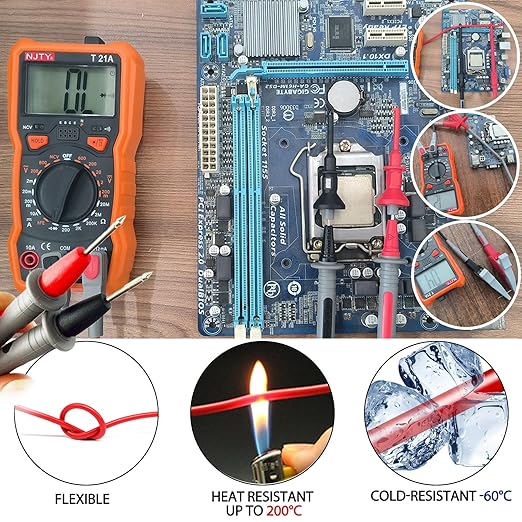 12pc Multimeter Test Leads,Test Leads with Alligator Clips,Test Hook,Banana Plug Leads,Telescopic Testing Hook,Suitable for Fluke, Kaiweets, Innova Multimeter, Voltmeter, Clamp Meter